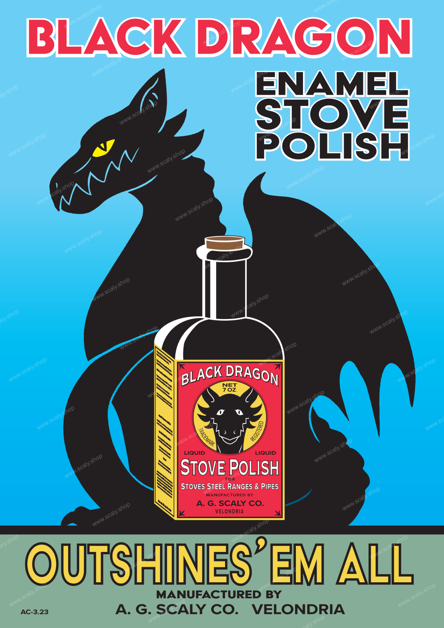 Black Dragon Stove Polish A3 Print
