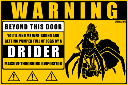 Warning: Drider Metal Sign (NSFW)