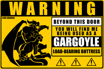 Warning: Gargoyle Metal Sign (NSFW)