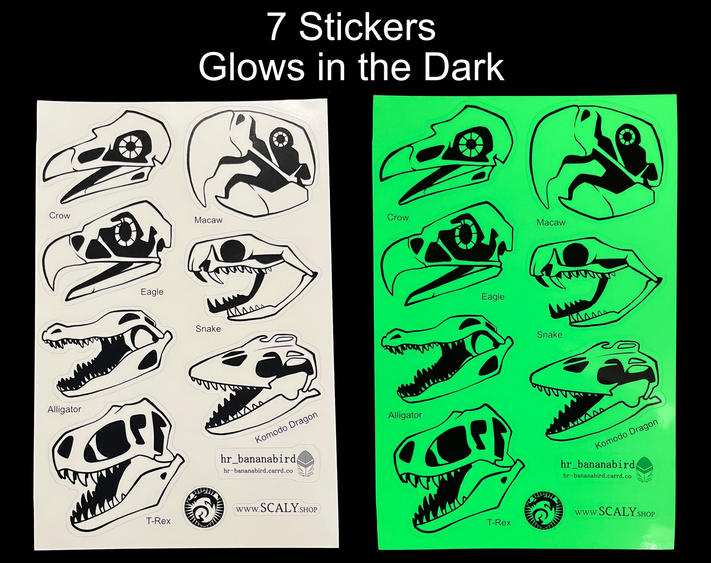 Skull Birds & Reptiles Sticker Sheet