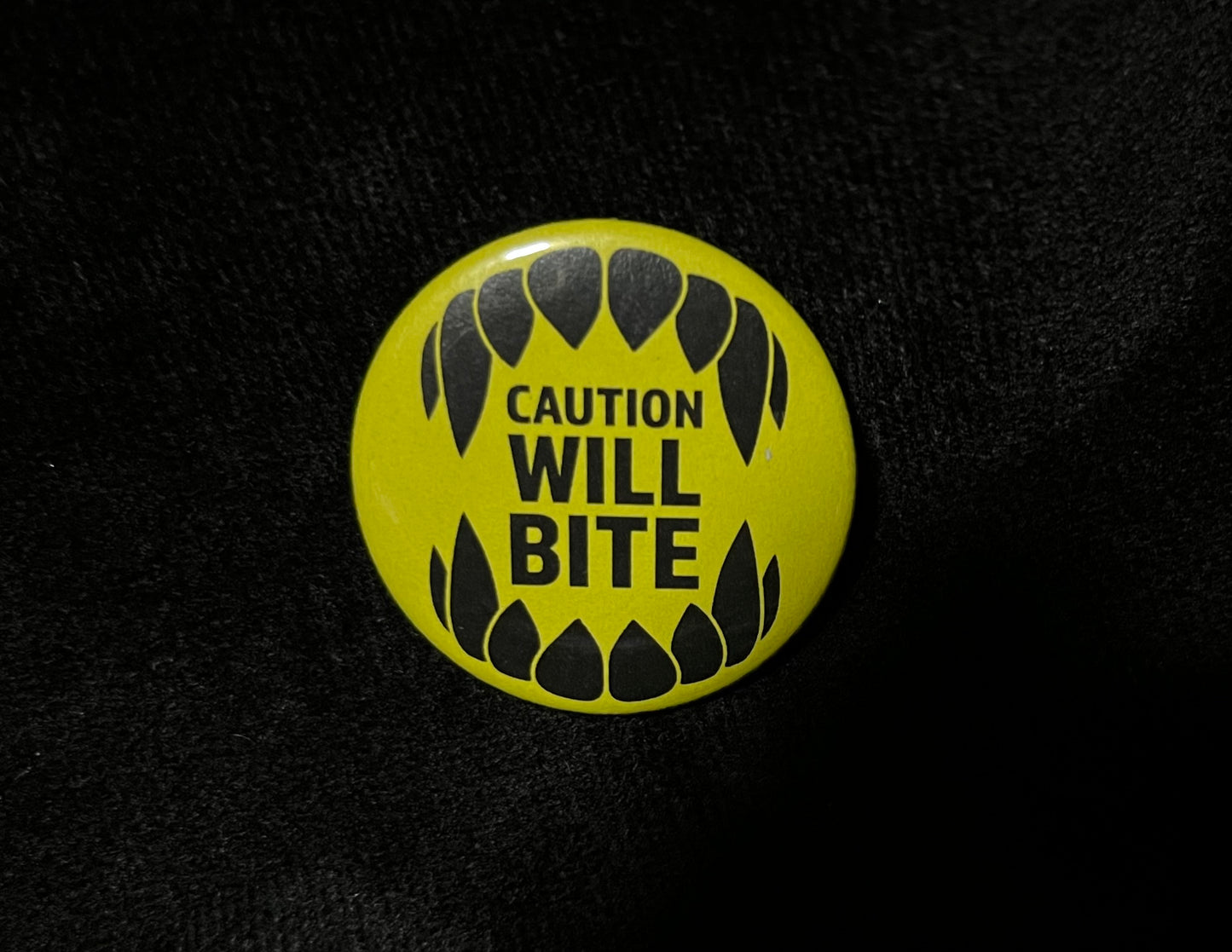Caution Will Bite Button Pin