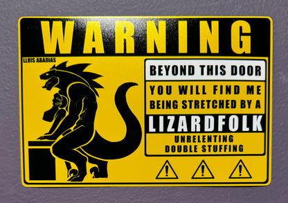 Warning: Lizardfolk Metal Sign (NSFW)