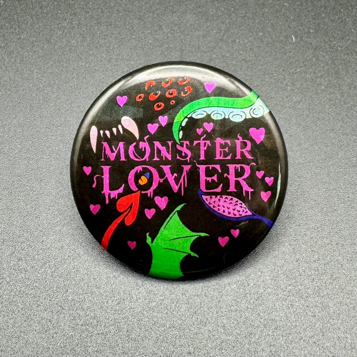 Monster Lover Button Pin