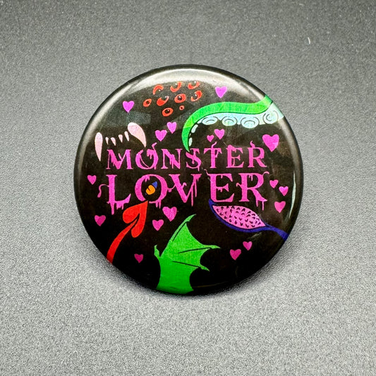 Monster Lover Button Pin