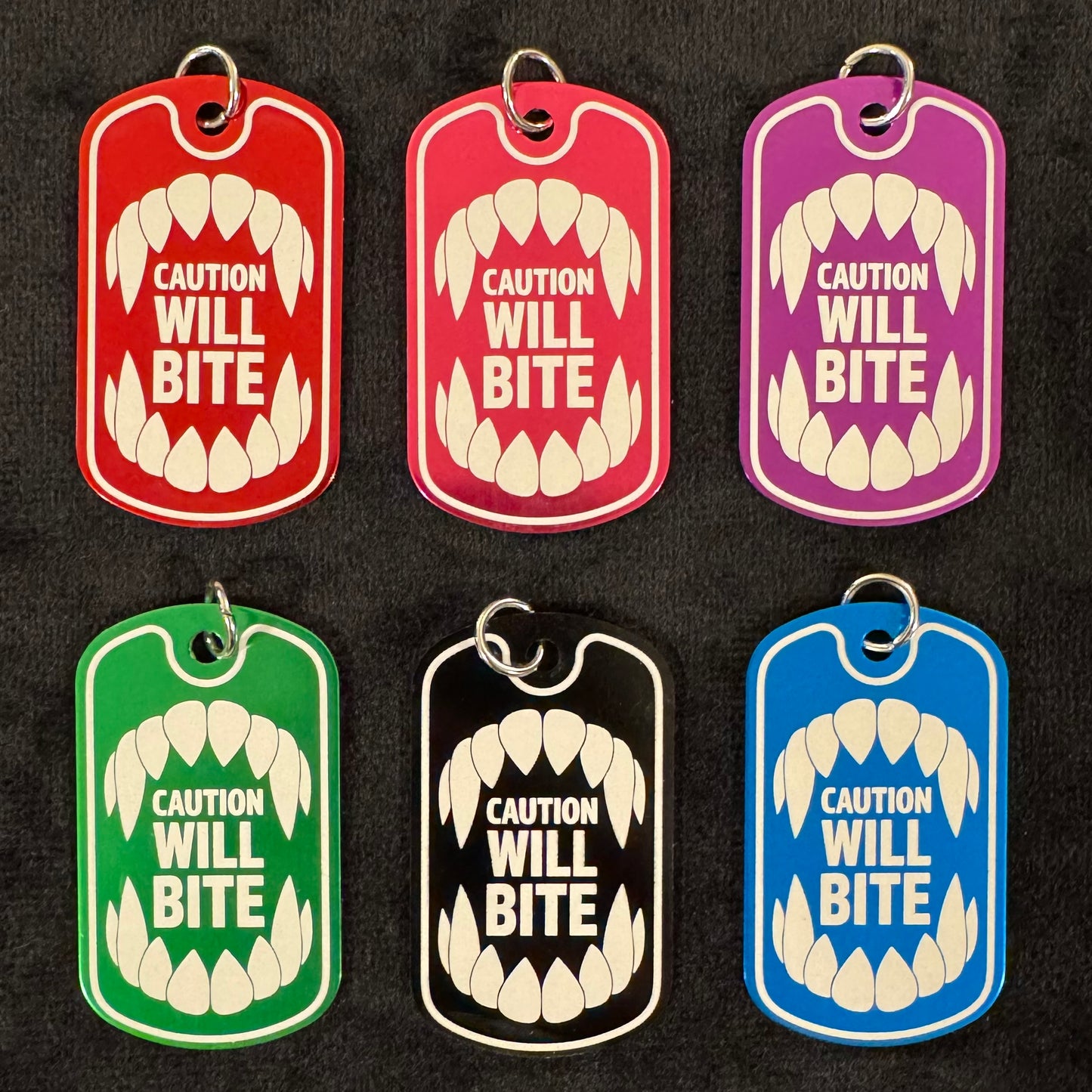 Caution Will Bite Dog Tag Necklace