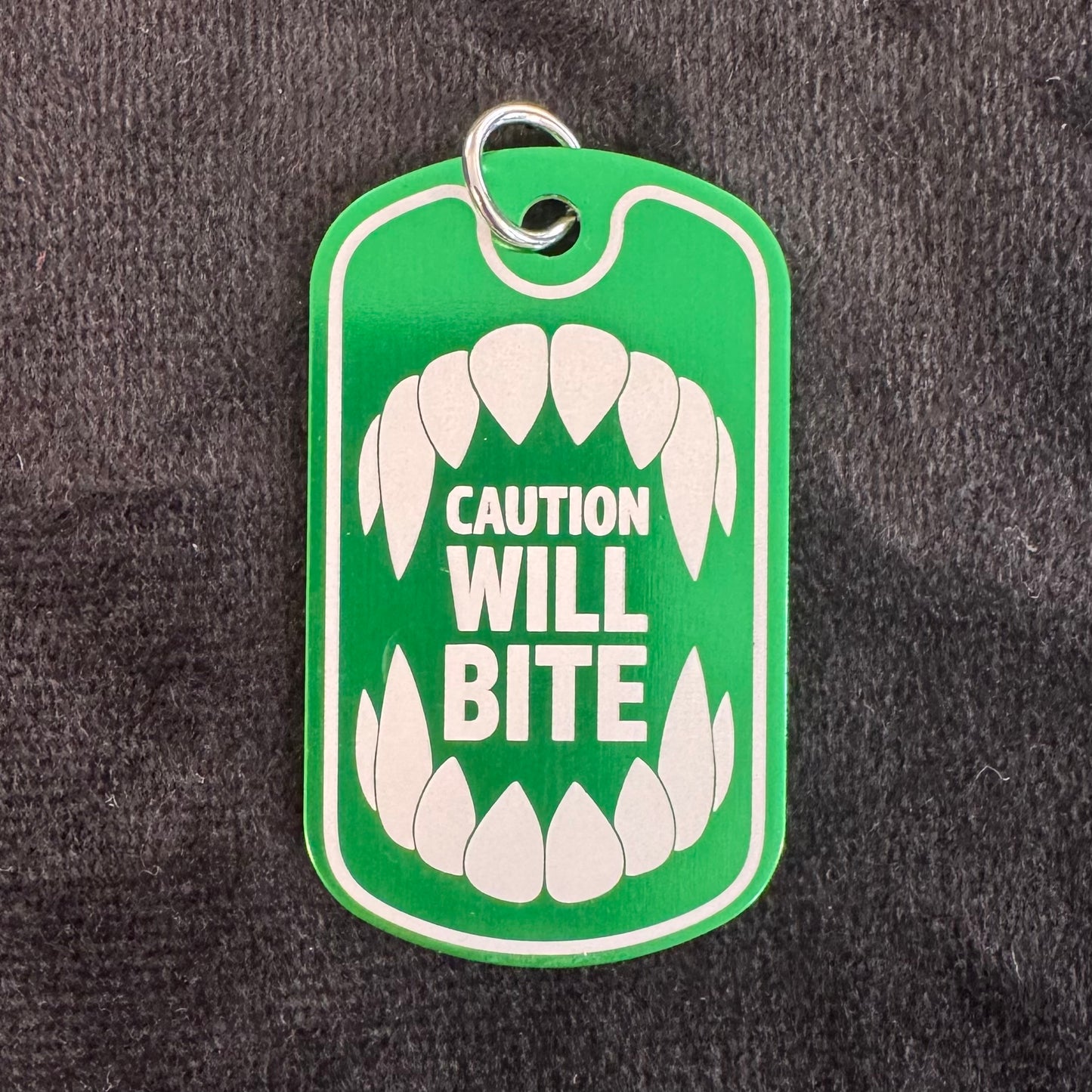 Caution Will Bite Dog Tag Necklace