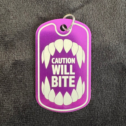 Caution Will Bite Dog Tag Necklace