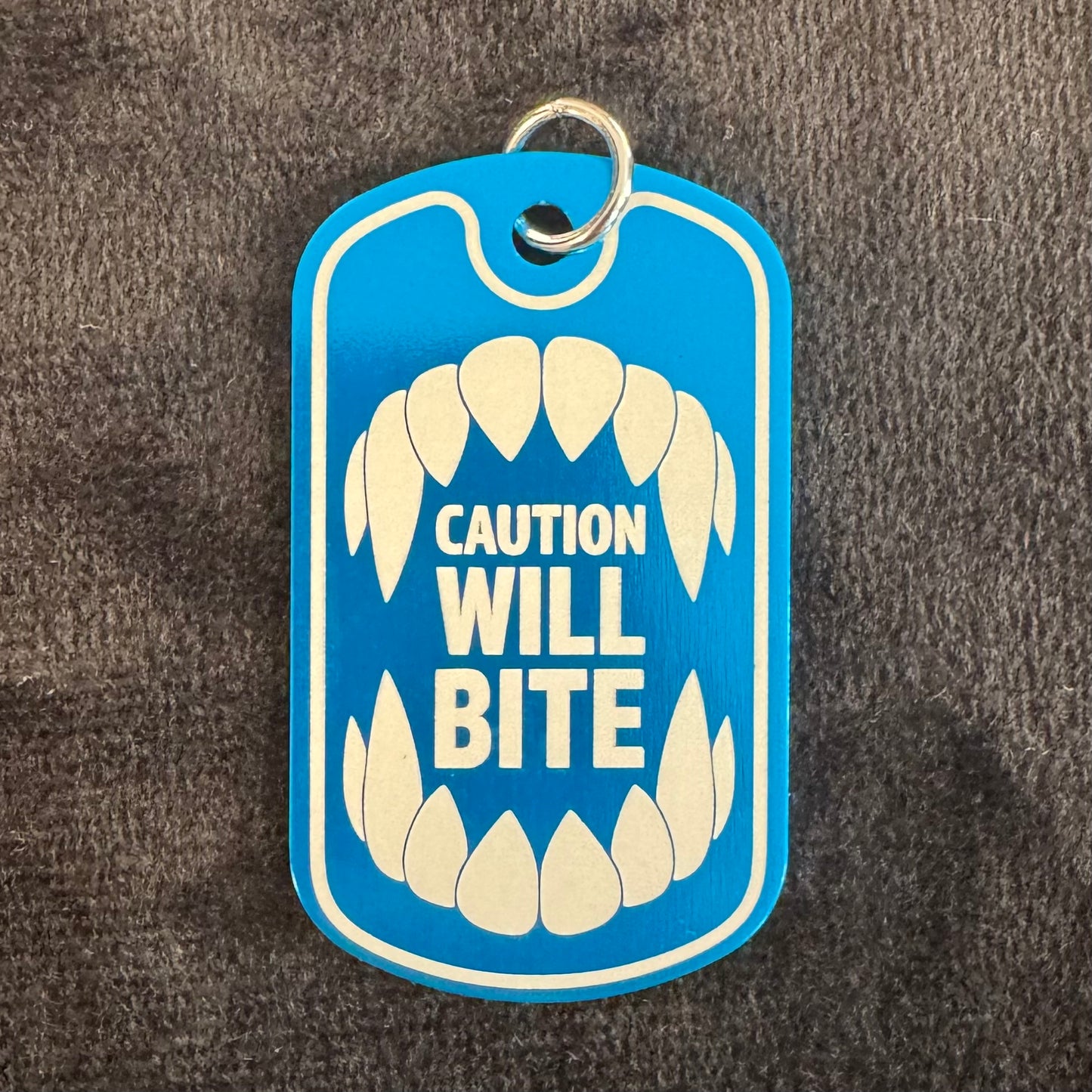 Caution Will Bite Dog Tag Necklace