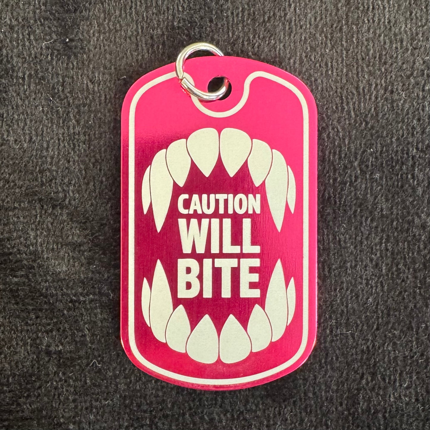 Caution Will Bite Dog Tag Necklace