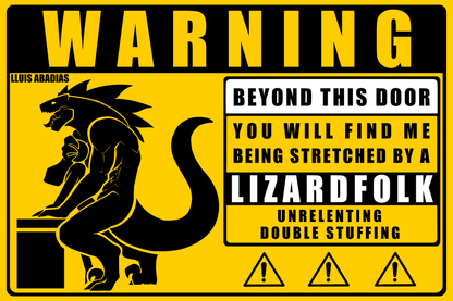 Warning: Lizardfolk Metal Sign (NSFW)